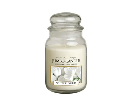 Jumbo Candle White Flowers