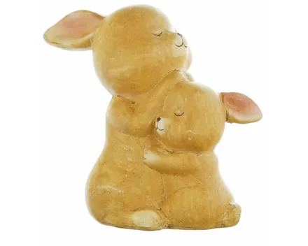 Keramiksteller Hase mit Baby braun