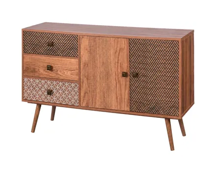 Kommode Arlo braun mit Muster 120 x 75 x 29 cm