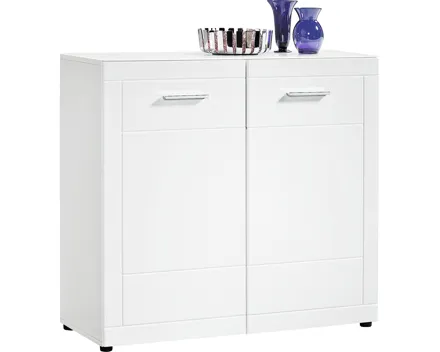 Kommode Atlantis MDF Hochglanz weiss mit Milchglasabdeckung 97 x 92 x 40 cm