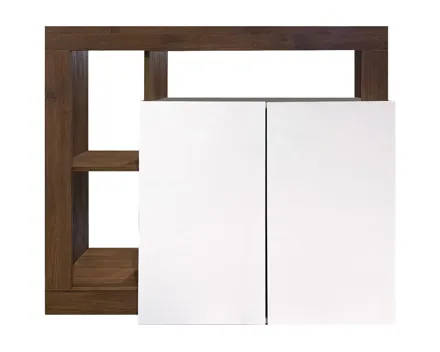 Kommode Beverly 108 Dekor Eiche mit Korpus Hochglanz weiss 108 x 93 x 42 cm