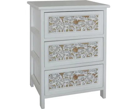 Kommode Flower MDF Paulownia breit weiss 40 x 29 x 58 cm
