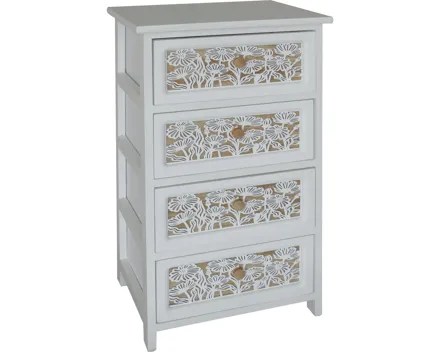 Kommode Flower MDF Paulownia breit weiss 40 x 29 x 73 cm