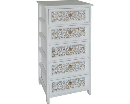 Kommode Flower MDF Paulownia breit weiss 40 x 29 x 90 cm