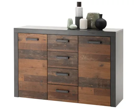 Kommode India 135 Dekor Old Wood Matera anthrazit 135 x 92 x 38 cm