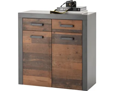 Kommode India 90 Dekor Old Wood Matera anthrazit 90 x 92 x 38 cm