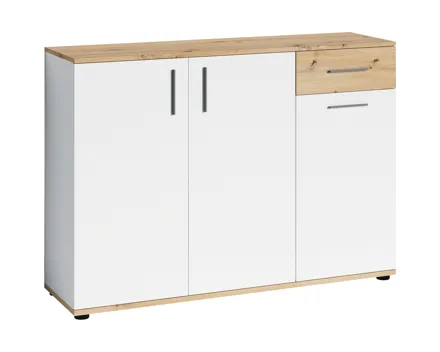 Kommode Jamie Spanplatte weiss Artisan Eiche 110 x 83,5 x 35,5 cm