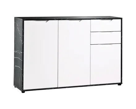 Kommode Korfu Marmor-Optik schwarz weiss 133 x 89 x 35 cm