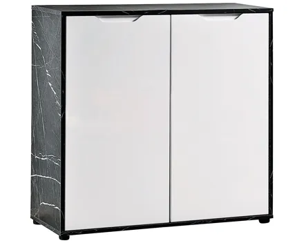 Kommode Korfu Marmor-Optik schwarz weiss 90 x 89 x 35 cm