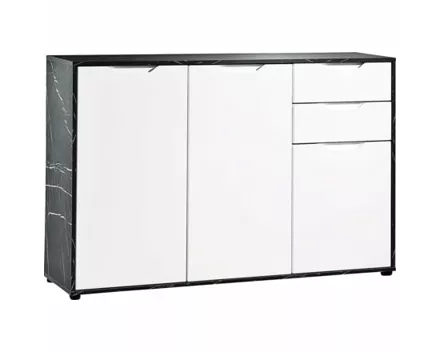 Kommode Korfu Marmor schwarz weiss 133 x 89 x 35 cm