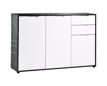 Kommode Korfu Marmor schwarz weiss 133 x 89 x 35 cm