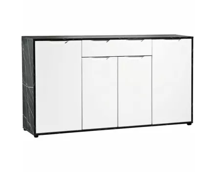 Kommode Korfu Marmor schwarz weiss 160 x 89 x 35 cm