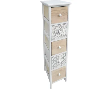 Kommode MDF/Holz Paulownia natur weiss 26 x 98 x 32 cm