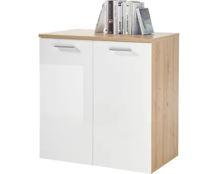 Kommode Paul Dekor Eiche Artisan Hochglanz weiss 80 x 85 x 50 cm