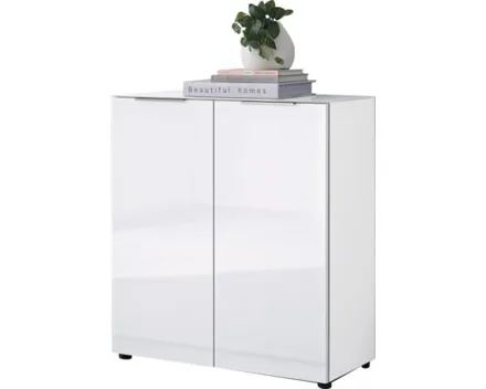 Kommode Santo, Spanplatte Glas weiss, 90 x 99 x 40 cm