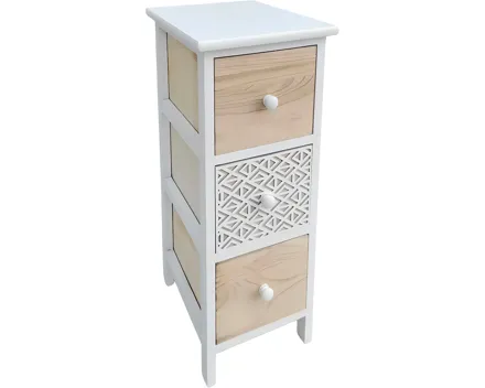 Kommode Tina, MDF/Holz Paulownia natur weiss 26 x 62 x 32 cm