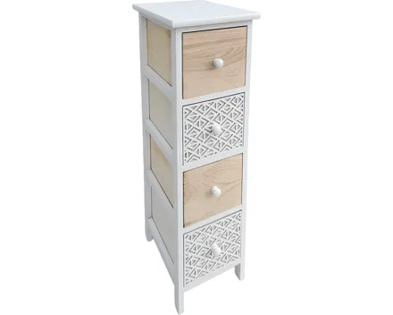 Kommode Tina, MDF/Holz Paulownia natur weiss 26 x 80 x 32 cm