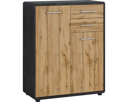 Kommode Trevi Beton-Optik dunkel Wotaneiche 89 x 111 x 40 cm