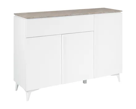 Kommode Trix Dekor weiss matt Sandstein-Optik 133 x 92 x 40 cm