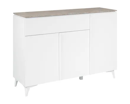 Kommode Trix Dekor weiss matt Sandstein-Optik 133 x 92 x 40 cm