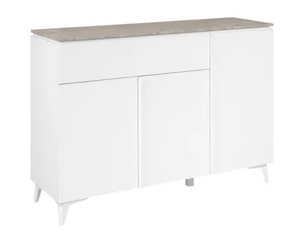 Kommode Trix Dekor weiss matt Sandstein-Optik 133 x 92 x 40 cm