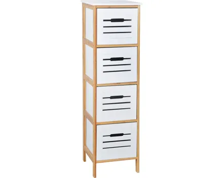 Kommode Zuzu Bambus/MDF weiss 4SBK