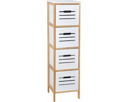 Kommode Zuzu Bambus/MDF weiss 4SBK