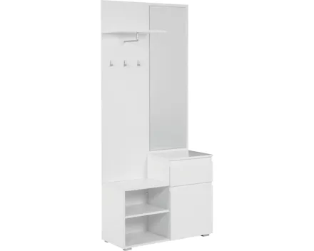 Kompakt-Garderobe Shark Dekor weiss matt 85 x 195 x 37 cm