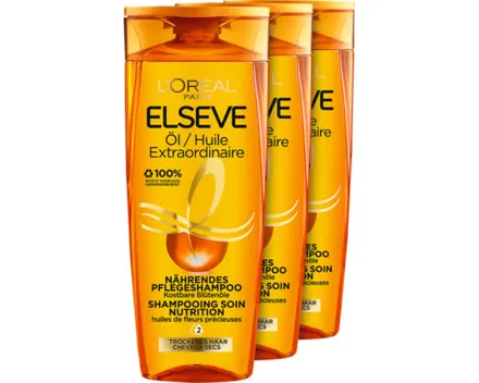 L'Oréal Elsève Pflegeshampoo Öl/ Huile Extraordinaire 3 x 250 ml