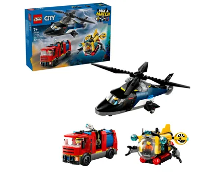 Lego® City 60462 Kombinationsset mit Hubschrauber Löschauto und U-Boot 7+ Jahre