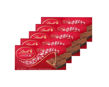 Lindt Lindor Tafelschokolade Milch 5x100g