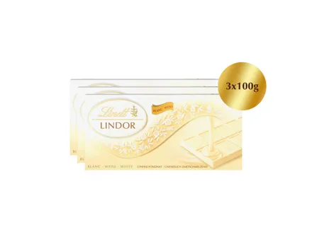 Lindt Lindor Tafelschokolade weiss 3x100g