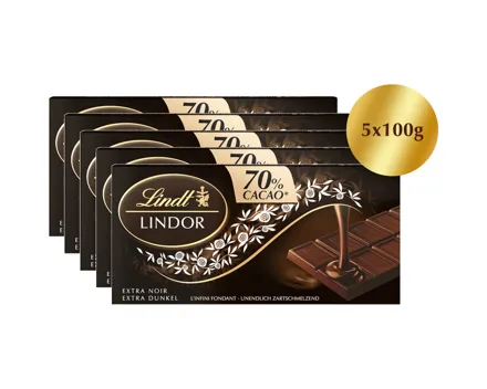 Lindt Tafel Lindor Noir 70% 5x100g