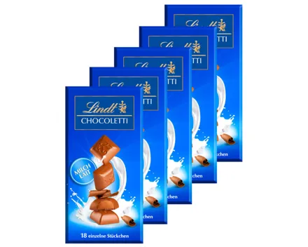Lindt Tafelschokolade Chocoletti & Milch 5x100g