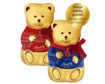 Lindt Teddy Milch Pullover Edition Rot & Blau Weihnachten