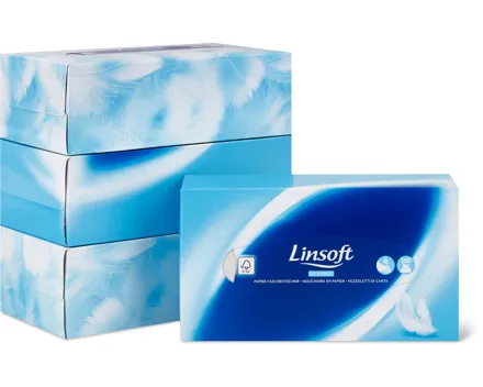 Linsoft Taschentücher Box, FSC®, 4er-Pack
