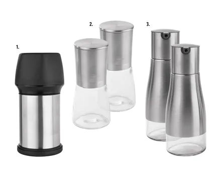 Livarno home Reibe/Salz- und Pfeffermühlen-Set/Essig- und Ölspender-Set