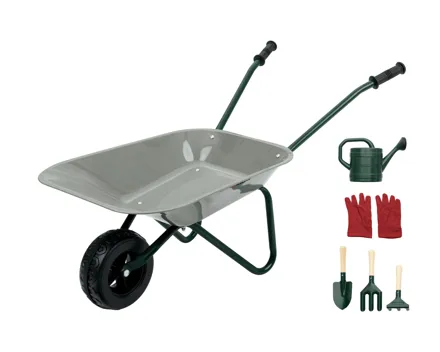 LUPILU Schubkarre mit Gartenwerkzeug, 7-tlg.