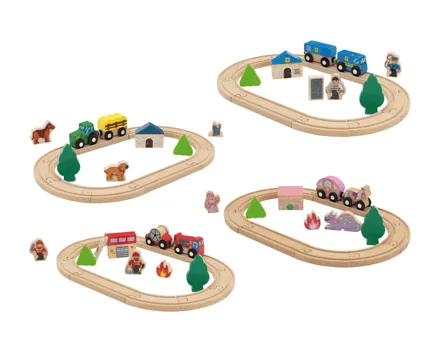 Lupilu® Holzeisenbahn-Set, 18-tlg.