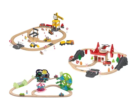 Lupilu® | Playtive Eisenbahn-Set Baustelle/Freizeitpark/Feuerwehr
