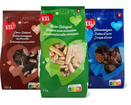 M-Classic-Bärentatzen, -Nuss-Stängeli und -Choco-Schümli