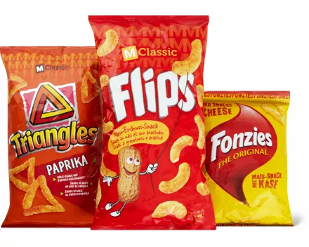 M-Classic-Flips, -Paprika Triangles und Fonzies