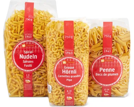 M-Classic-Hörnli, -Spiralen, -Penne oder -Spaghetti