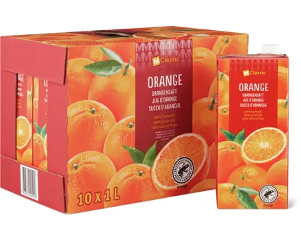 M-Classic Orangensaft 100% Fruchtsaft, 10er-Pack