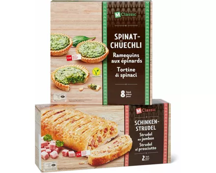 M-Classic-Spinat-Chüechli oder -Schinken-Strudel