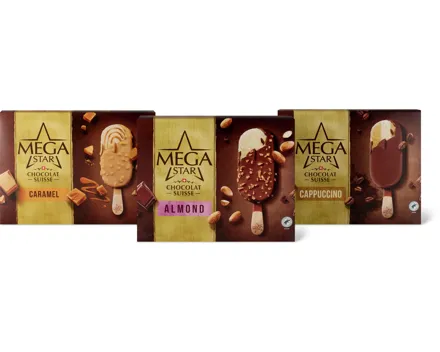 MegaStar-Almond-, -Caramel- oder -Cappuccino-Glace-Stängel