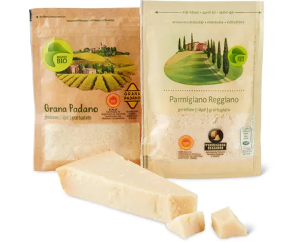 Migros Bio-Grana Padano und -Parmigiano Reggiano