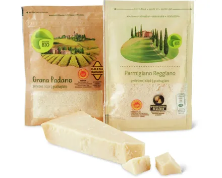Migros Bio-Grana Padano und -Parmigiano Reggiano