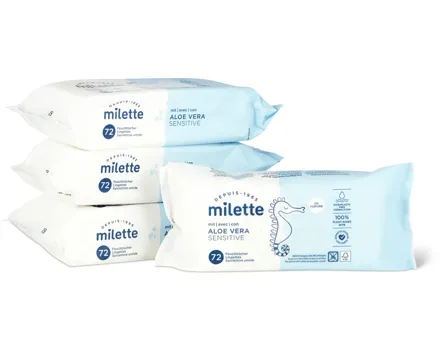 Milette Baby-Feuchttücher, FSC®, 4er-Pack