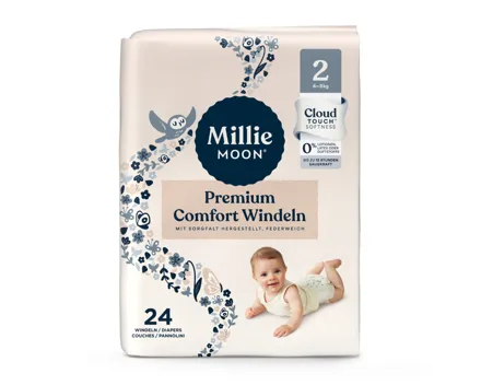 Millie Moon Premium Comfort Windeln Grösse 2 Mini 4-8kg 24 Stück